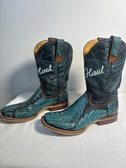 Tin Haul Women’s Size 8.5 Brown & Turquoise Leather Western Cowboy Boots