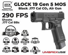 Umarex Glock 19 MOS .177 Cal Air Pistol Blowback + RMR, BBs & CO2 (2255230) Gen5