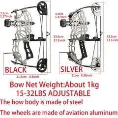 15-32lbs 13″Mini CompoundBow Arrow Set Archery Short Axis Bow Hunting Shoot R/LH