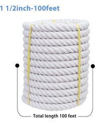 NEW! White Cotton Rope 1 1/2 inch x 100 feet! (Sells for $150 on Amazon)