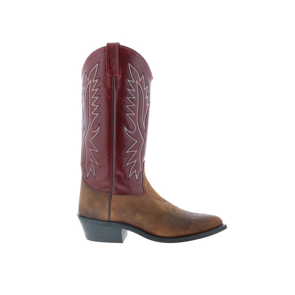 Jama Old West OW2016 Mens Brown Leather Slip On Cowboy Western Boots