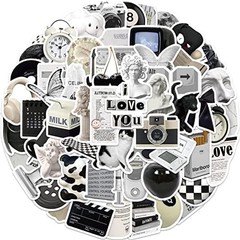 Aesthetic Stickers Black and White Sticker Pack 60PCS, Y2K Sticker for Laptop De