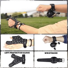 Fishing Reel Slingshot Catapult with Broadheads, Rubber Bands & Carry Bag