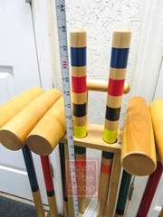 Orvis Croquet Set Rolling Caddy 6-Player Wood Croquet Set w/ 6 Mallets NO BALLS