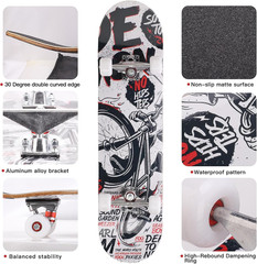 Professional Double Kick Skateboard, 31 Inch Maple Deck, ABEC