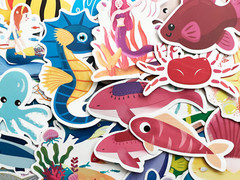 100 Cartoon Kids Ocean Marine Life Stickers Aquatic Journal Skin Lot Bulk Decals