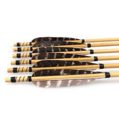 6/12pcs 31″ Wooden Arrows Arrowheads 5″ Feather Wood Shaft Handmade Bow Hunting