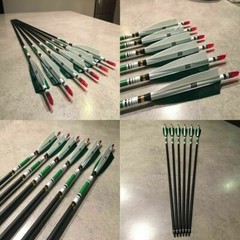 12Pcs Carbon Arrows 30»/32″ Spine 500 Changeable Tips 7.6mm Real Turkey Feather