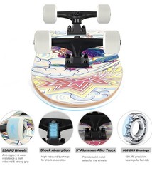 Skateboards for Beginners, 31″x8″ Complete Skateboard for Kids Teens & Adults…