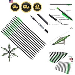 Crossbow Bolts and Broadheads Set 20 Inch Carbon Arrows for Hunting Practice