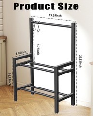 Two Tier Dumbbell Rack 20 IN Length Adjustable small Weight Stand black