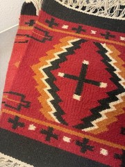 Set Of 2: Hand Woven Wool Saddle Blanket Rugs Navajo Southwest ~16×20” Decor