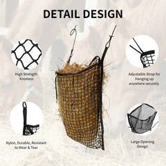 Eco Graze Slow Feed Hay Net – Durable Knotless Nylon Horse Feeder (Black)