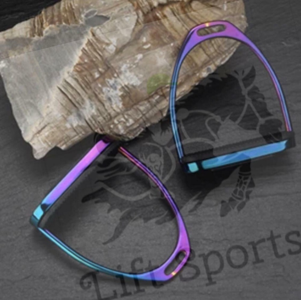 5″ Rainbow Multi Color Horse Riding Safety Stirrups Irons Gloss Fillis English