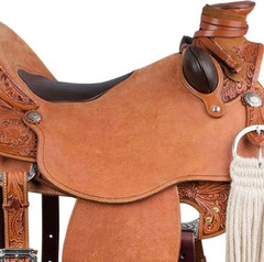 Western Hand Floral Tooled Roping Trail Saddle Leather Ranch Work Pleasure Horse