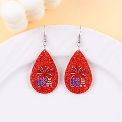 4th Of July Patriotic Earrings Glitter Lightning Bow Rooster Red Fireworks
