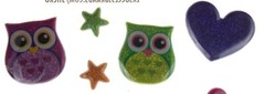 Sticko Dimensional Owl Stickers 15 pcs Lot 5 Hearts Stars Large Small Strapbook