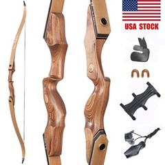 Takedown 60″ Hunting Bow 30-50lbs Recurve Bow Kit Wooden Archery Arrows Target
