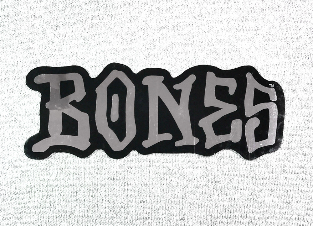 Powell BONES Wheels BONES Skateboard Sticker 5″ Silver reflective
