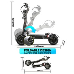 Foldable Dual Motor 14″ 10000W 50A Strong Power Electric Scooter Fast Speed Necg