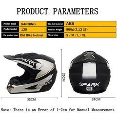 Sanqing Youth Dirt Bike Helmets Dot Approved- Teenagers Motocross Atv Off-Road