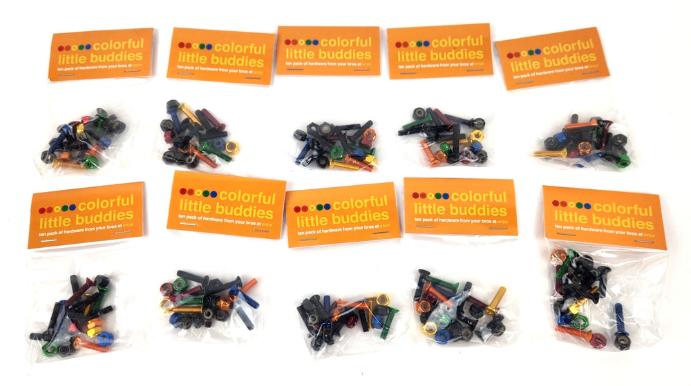 10 Pack Enjoi Colorful Little Buddies 7/8″ Phillips Skateboard Mounting Hardware