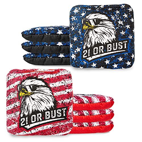 Play Platoon Tournament Series Cornhole Bags Set of 8-4 Red & 4 Blue Bald Eagles