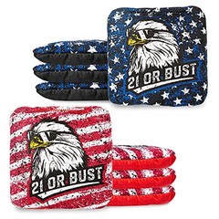 Play Platoon Tournament Series Cornhole Bags Set of 8-4 Red & 4 Blue Bald Eagles