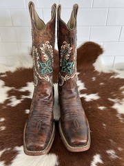 Corral Women’s Brown Leather Western Cowboy Boots Embroidered, US 7 Horseshoe