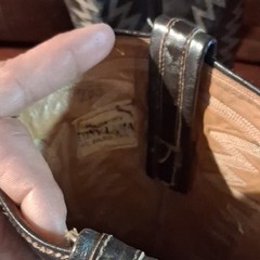 Tony Lama Brown Crocodile Print Western Cowboy Boots, Zigzag Stitched Shaft