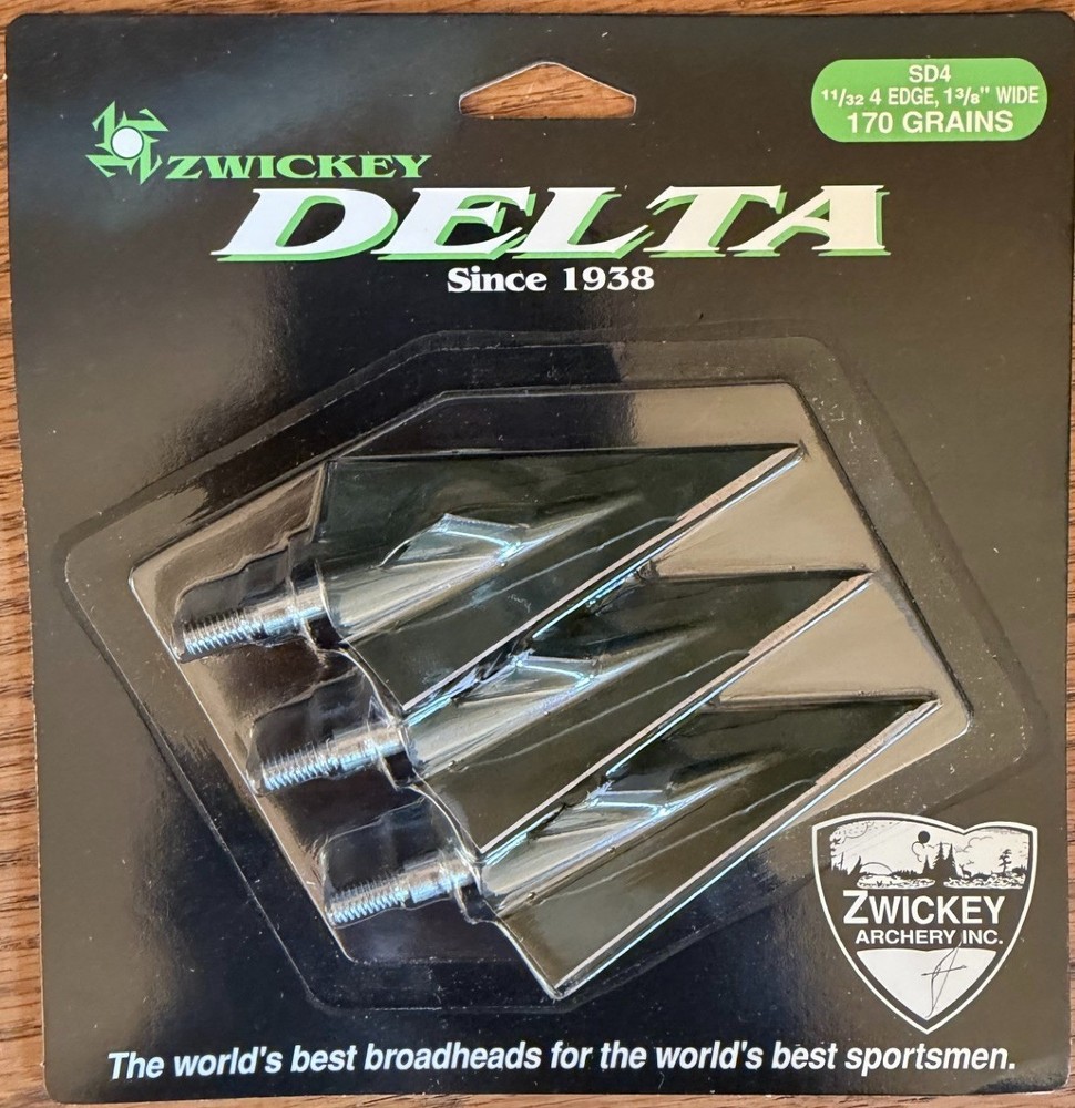 Zwickey Delta 4 Blade 11/32″ 170 Grain Screw In Broadheads – 3 Pk