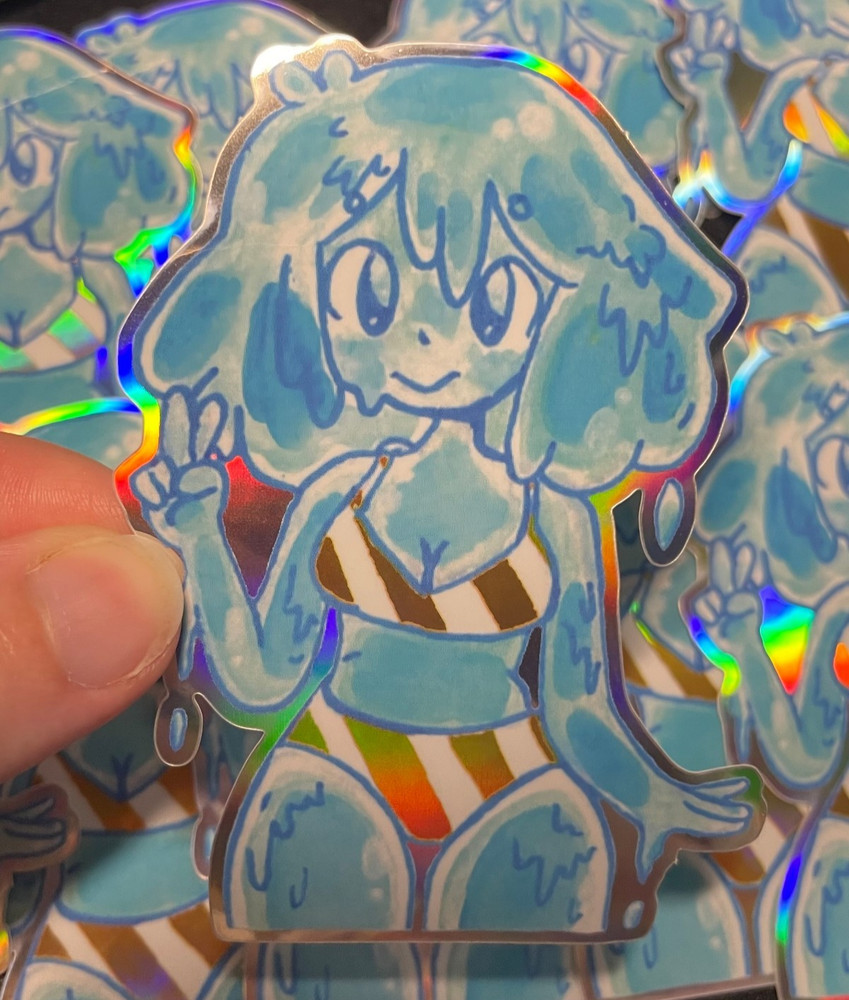 Slime Girl STICKER Holographic Glossy Monster Girl – ACEO sized – by PopcatArt
