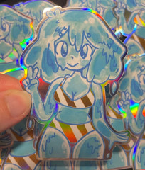 Slime Girl STICKER Holographic Glossy Monster Girl – ACEO sized – by PopcatArt