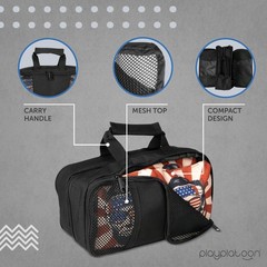 Cornhole Bag Carry Case – 8 Bag Carrying Case, Mesh View Windows, Name Tag Slots