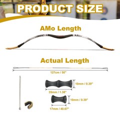 50 In Archery Bow String Replacement 12 Strands for Recurve Longbow Black-Orange
