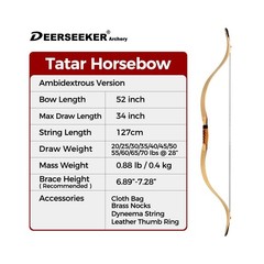 Deerseeker Archery 52″ Exotic Recurve Bow Traditional Longbow Laminated Ambid…