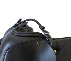English Saddle Grab Straps Black/Chestnut/Dark Brown Leather (Dark Brown)