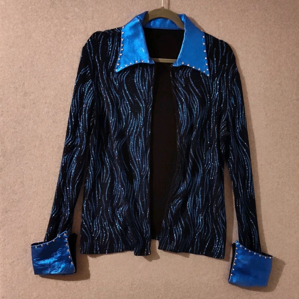 Western Show Jacket Zip Sz L Crystals Glitzy Showmanship Equestrian Horse Riding