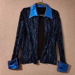 Western Show Jacket Zip Sz L Crystals Glitzy Showmanship Equestrian Horse Riding