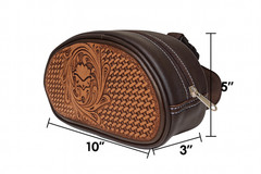 Challenger Pebbled Brown Leather Hand-Tooled Saddle Pommel Bag 102QSA07