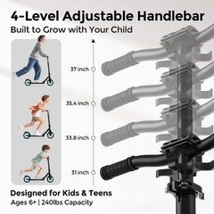 Aquas Kick Scooter for Kids, Teens & Adults Foldable, Lightweight, 8Inch Non…