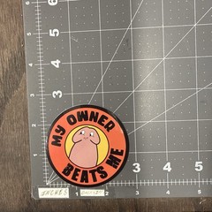 My Owner Beats Me Funny Adult Humor Sticker For Hard Hat Toolbox Ect Gloss21