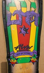 1988 ALVA JEF HARTSEL «STREET FIRE 2» SKATEBOARD DECK USED RARE RASTA