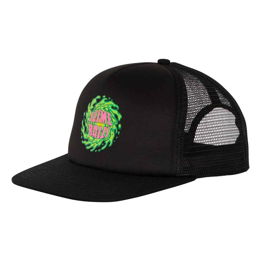 Slime Balls Wheels Hat Logo Mesh Trucker Black/Black