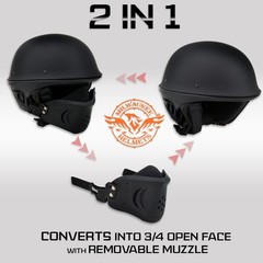 Milwaukee Helmets Mph9831Dot Rascal 3/4 Open Face Gloss Black 2 In 1 Motorcycle