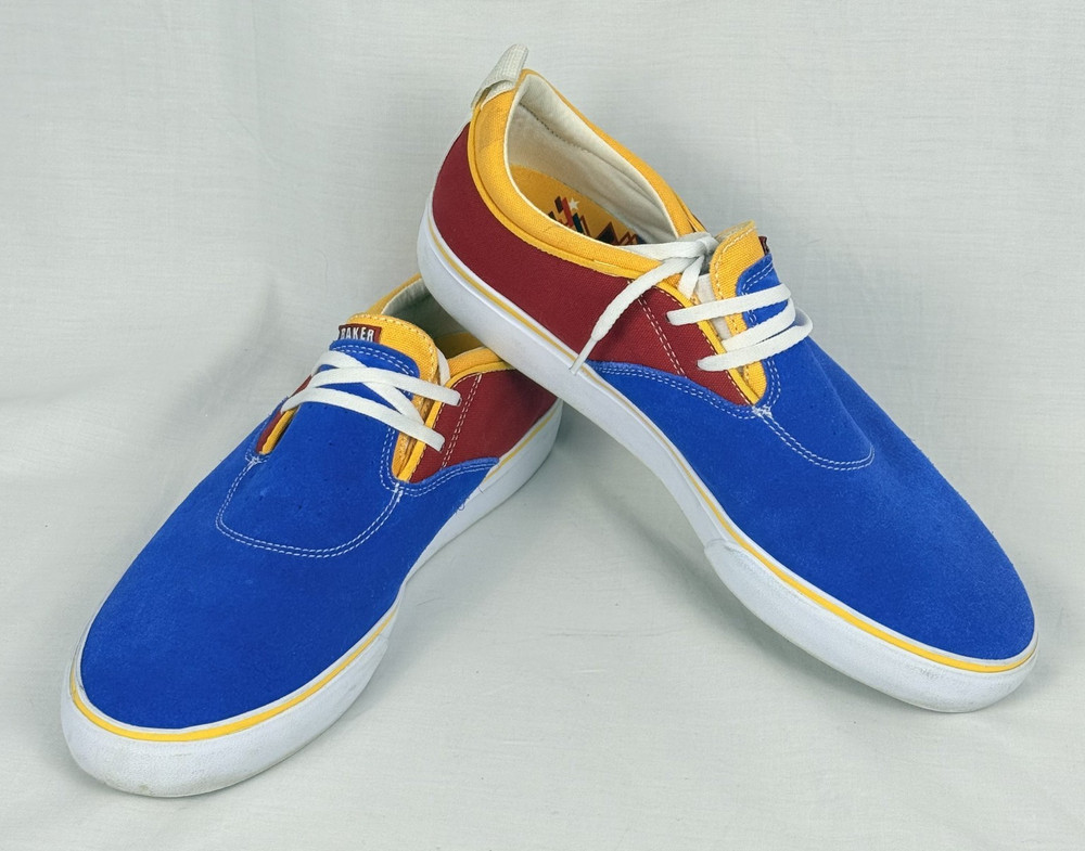 Lakai Riley 2 Blue/Red/Yellow Hawk Suede Skateboarding Sneakers Men’s 9.5 – READ
