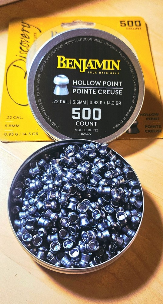 Benjamin Crosman Hollow Point Pellets .22 Cal 500 count BHP22 14.3 gr Spain