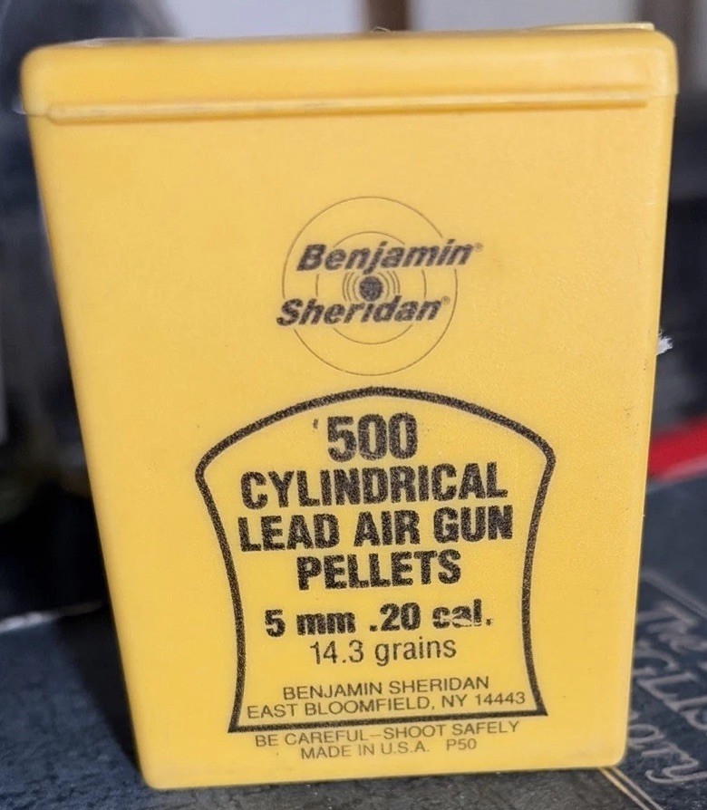 Benjamin Sheridan 5mm .20 Cal Cylindrical Lead Air Gun Pellets, 435 Count Vtg