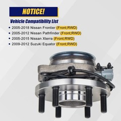 KUSATEC 515064 2WD/RWD Front Wheel Bearing and Hub Assembly Fit for Nissan Fr…