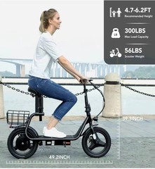 Electric Scooter with Seat for Adults, Peak 444W Motor, 28-35 Miles Range eScoo